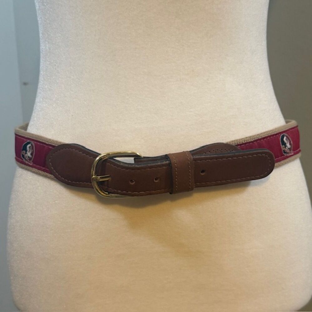 Zep‎ Pro Florida Seminoles FSU Belt Leather Canvas Sz 32 USA Made